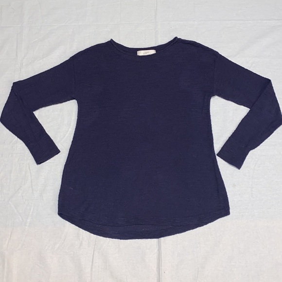 Loft Navy Lightweight Burnout Knit Sweater Top - Picture 5 of 10